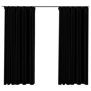 vidaXL Rideaux occultants aspect lin avec crochets 2Pièces Noir 140x175cm