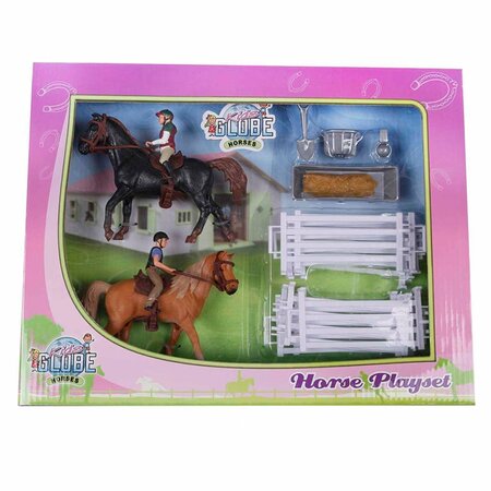 Kids globe jouet 2 chevaux et cavaliers taille 1:24 plastique 640072