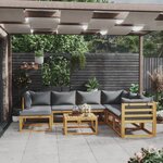 vidaXL Salon de jardin 8 Pièces avec coussin Bois d'acacia solide
