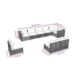 vidaXL Salon de jardin 9 Pièces avec coussins Résine tressée Marron