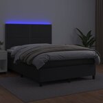 vidaXL Sommier tapissier avec matelas et LED Noir 140x190cm Similicuir