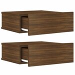 vidaXL Tables de chevet flottantes 2 Pièces Chêne marron 40x30x15 cm