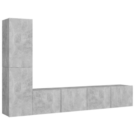 vidaXL Ensemble de meuble TV 4 Pièces Gris béton Aggloméré