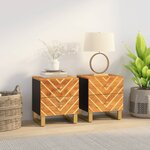 vidaXL Tables de chevet 2 Pièces marron et noir bois de manguier solide