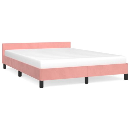 vidaXL Cadre de lit avec tête de lit Rose 140x200 cm Velours