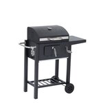 MARIUS Barbecue a charbon fumoir smoker Américain - Avec tablette - Acier - Noir
