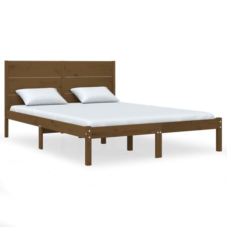 vidaXL Cadre de lit Marron miel Bois de pin massif 120x200 cm