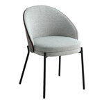Chaise de salle à manger gris clair avec dossier marron foncé et pieds noirs