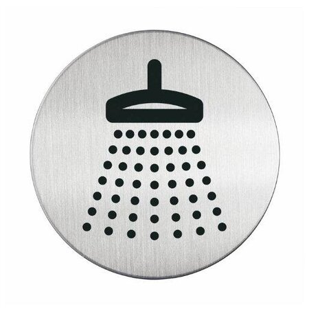 Pictogramme autocollant Douche Rond Inox 83 mm Argent DURABLE