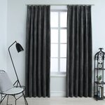 vidaXL Rideaux occultants et crochet 2Pièces Velours Anthracite 140x245cm