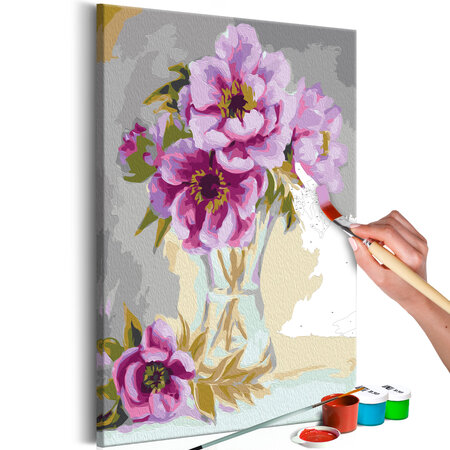 Tableau à peindre par soi-même - fleurs dans un vase l x h en cm 40x60