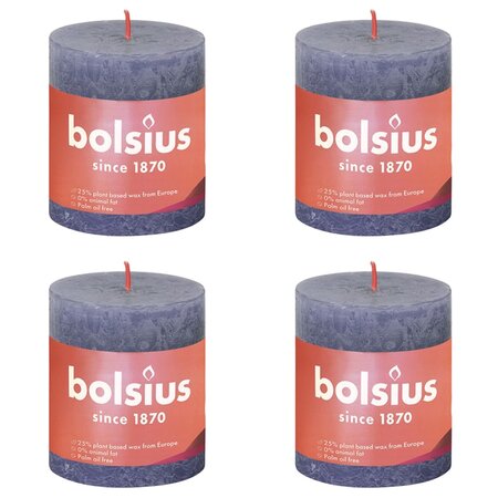Bolsius Bougies pilier rustiques Shine 4 Pièces 80x68 mm Bleu crépuscule