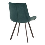 Chaise de salle à manger en velours vert avec pieds noirs