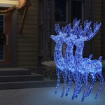 vidaXL Rennes de Noël XXL Acrylique 250 LED 3 Pièces 180 cm Bleu