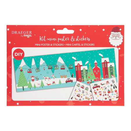 Kit Mini Poster Et Stickers - Village Enneigé De Noël - Draeger paris