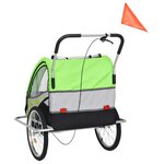 vidaXL Remorque à vélo et poussette pour enfants 2-en-1 Vert et gris