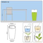 LECHUZA Jardinière Rondo 32 ALL-IN-ONE Charbon métallique 15783