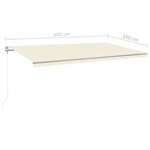 vidaXL Auvent automatique avec capteur de vent et LED 600x350 cm Crème