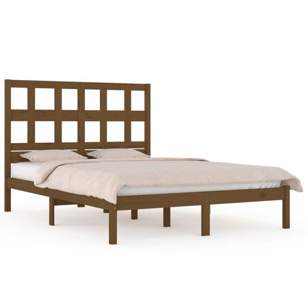 vidaXL Cadre de lit Marron miel Bois de pin massif 140x190 cm