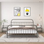 vidaXL Tables de chevet 2 Pièces Gris et noir Métal et verre