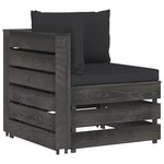 vidaXL Canapé d'angle sectionnel avec coussins Bois imprégné de gris