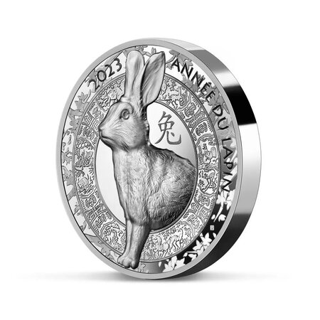 Pièce de monnaie 20 euro france 2023 argent be – année du lapin