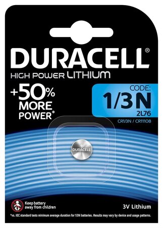 Pile lithium 'photo' 1/3 n (cr1/3n/2l76) 3v blister de 1 duracell