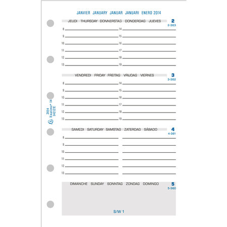Recharge Exatime 14 semainier millésimé 2 pages par semaine 16 mois 126x81 mm EXACOMPTA