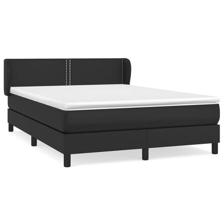 vidaXL Lit à sommier tapissier avec matelas Noir 140x190 cm Similicuir