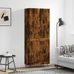 vidaXL Buffet haut Chêne fumé 69 5x34x180 cm Bois d'ingénierie
