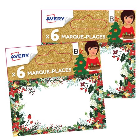 Lot de 12 marque-places de Noël traditionnels floral