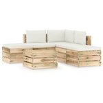 vidaXL Salon de jardin 6 Pièces avec coussins Bois imprégné de vert