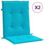 vidaXL Coussins de chaise à dossier bas 2 Pièces turquoise tissu
