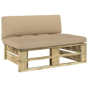 vidaXL Canapé central palette de jardin vert bois de pin imprégné