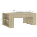 vidaXL Table basse Chêne sonoma 100x60x42 cm Aggloméré