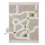 Tapis de jeu enfant lavable en coton - circuit voiture - 120 x 170 cm