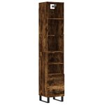 vidaXL Buffet haut Chêne fumé 34 5x34x180 cm Bois d'ingénierie