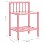 vidaXL Table de chevet Rose/transparent 45x34 5x62 5 cm Métal et verre
