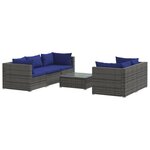 vidaXL Salon de jardin 6 Pièces avec coussins résine tressée gris