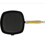 vidaXL Poêle de grill Fonte avec poignée en bois 20 x 20 cm