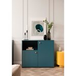 Commode 2 portes avec niche - Bleu Pétrole - 90 x 40 x 75 cm - POP COLOR