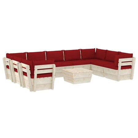 vidaXL Salon de jardin palette 10 Pièces avec coussins Épicéa imprégné