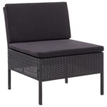 vidaXL Salon de jardin 6 Pièces avec coussins Résine tressée Noir