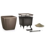 Lechuza jardinière quadro 28 ls all-in-one taupe brillant 16145