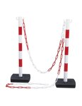 (KIT POTEAUX DE BALISAGE PVC) 2 POTEAUX PVC + 5 M DE CHAÎNE rouge / blanc