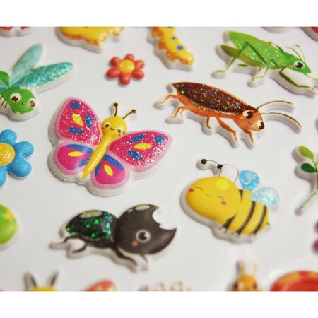 Autocollants réutilisables - Relief 3D - Insectes mignons - Paillettes