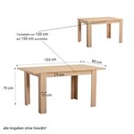 Table à Manger 120x80 cm Chêne 6 Places Extensible