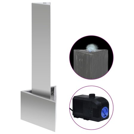 vidaXL Fontaine de jardin Argenté 37 7x32 6x110 cm Acier inoxydable