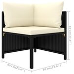 vidaXL Salon de jardin 7 Pièces avec coussins Résine tressée Noir