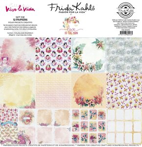 12 papiers créatifs coordonnés Frida Kahlo - végétal